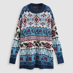 Boho floral stripe sweater